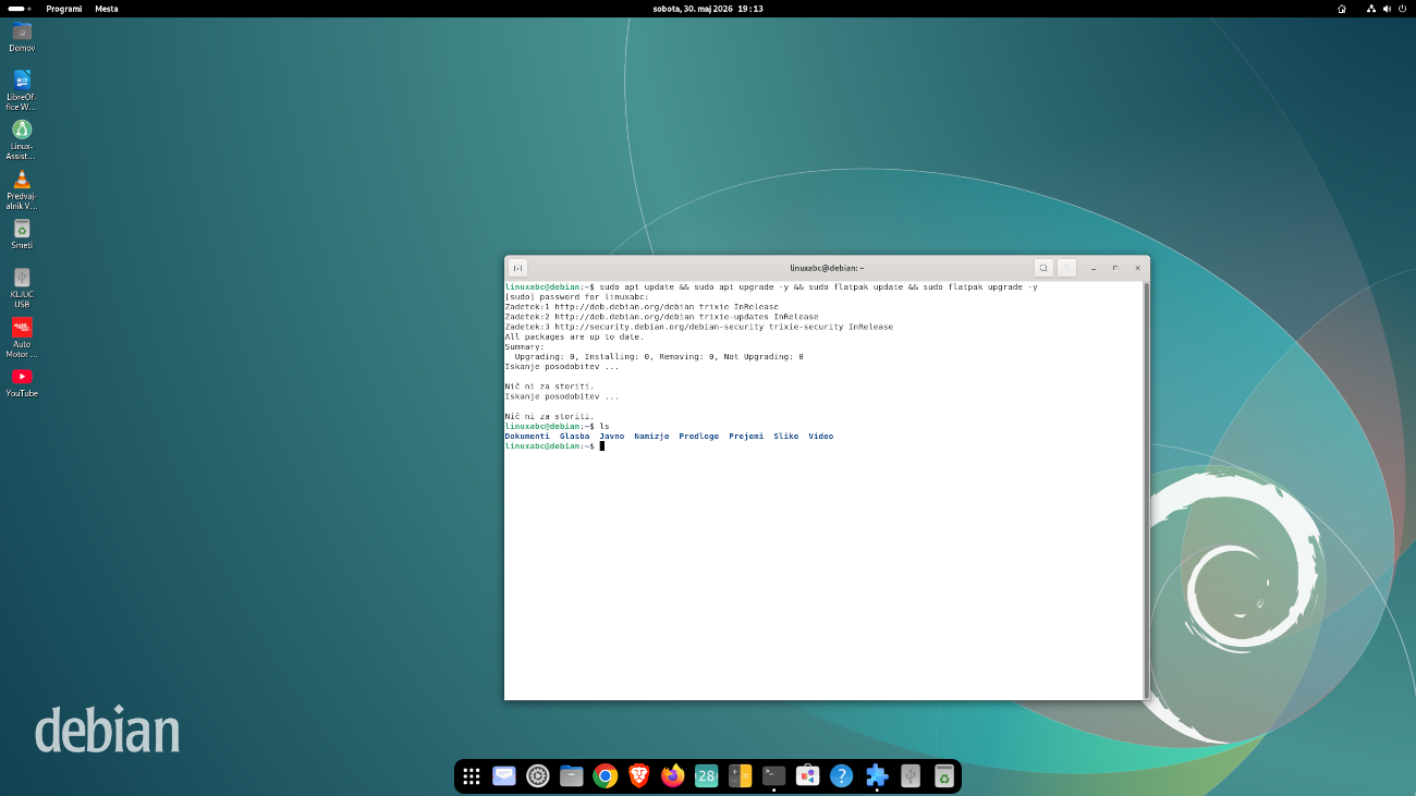 Terminal v Debian Linuxu