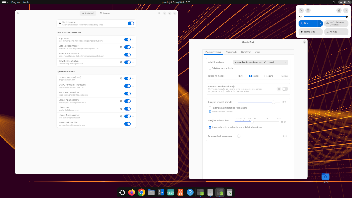 Ubuntu razširitve in dodatne nastavitve